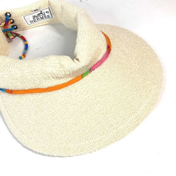 HERMES pile hat Sun visor cotton IvoryBased/Multicolore - Picture 9 of 11